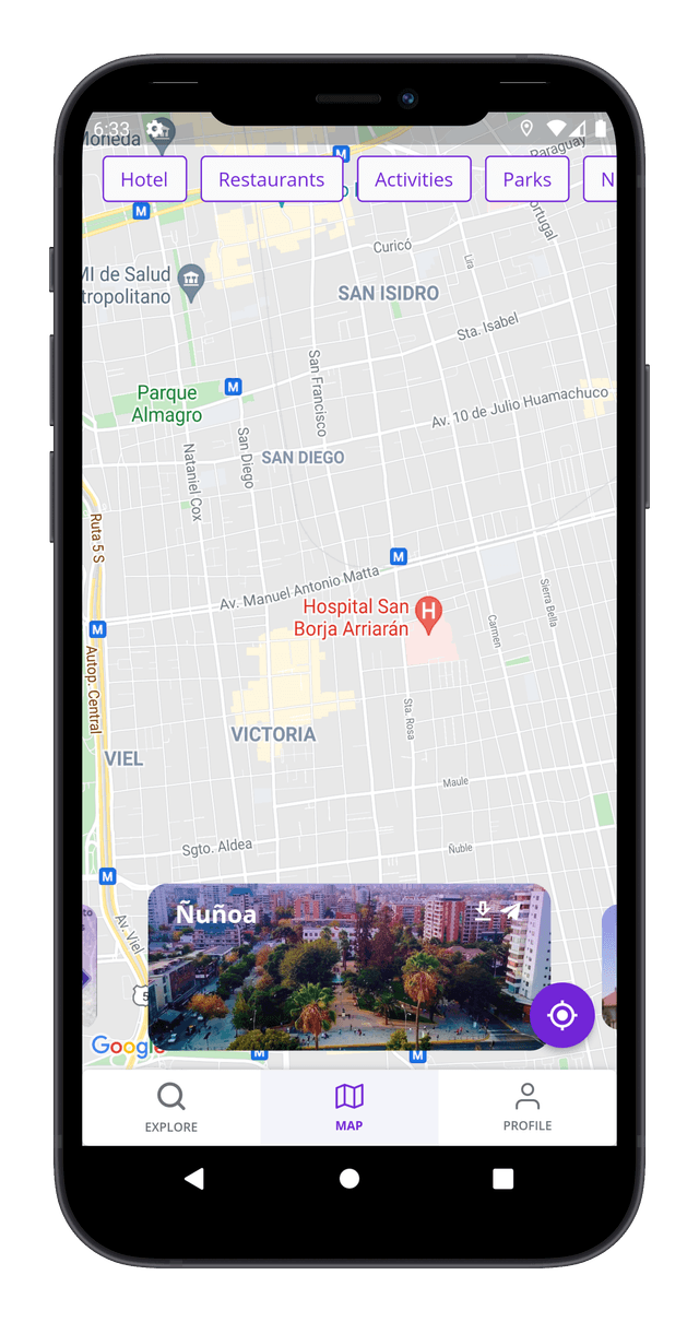 Vista de mapa en la app NGEN